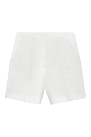 Short droit taille normale en lin - Blanc Cassé