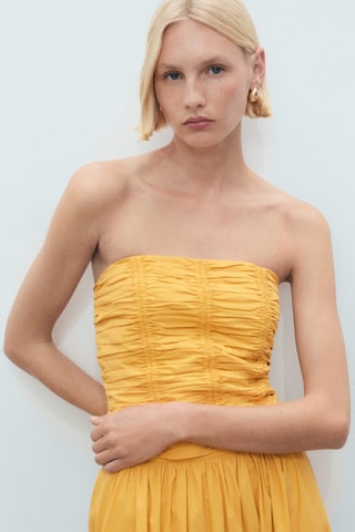 Top bustier froncé - Moutarde