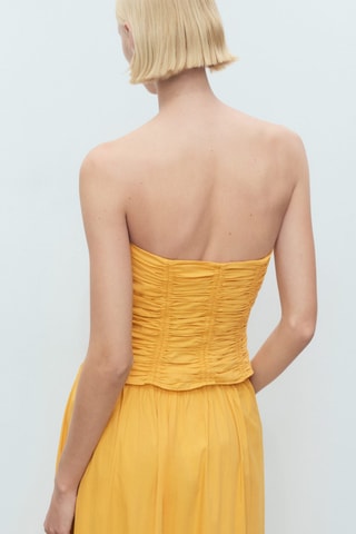 Top bustier froncé - Moutarde