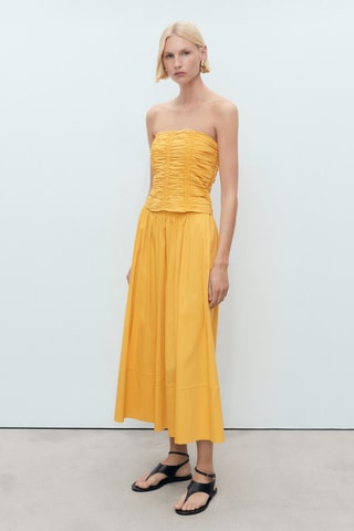 Top bustier froncé - Moutarde