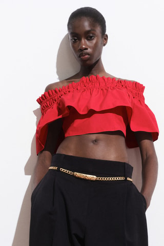 Top bustier à volants - Rouge