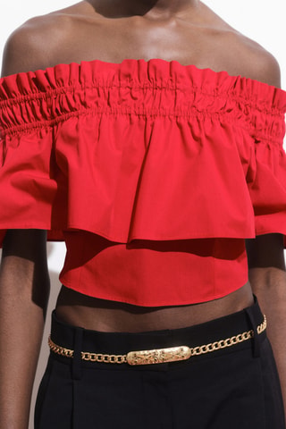 Top bustier à volants - Rouge