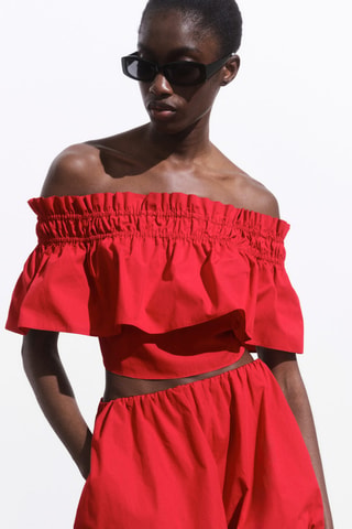 Top bustier à volants - Rouge