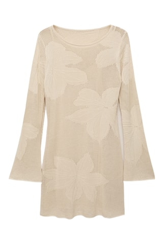 Robe crochet fleurs - Beige