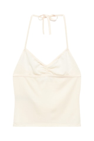 Top à encolure ajourée - Blanc Cassé