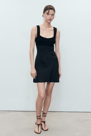 Robe col froncé - Noir
