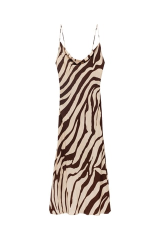 Robe avec col bénitier zèbre - Marron