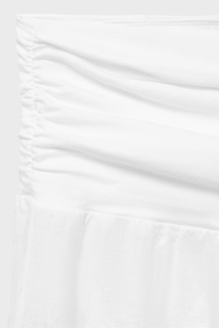 Pantalon lin taille drapée - Blanc