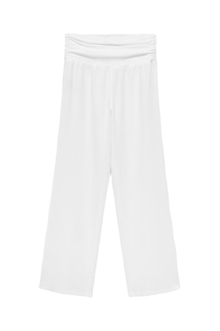 Pantalon lin taille drapée - Blanc