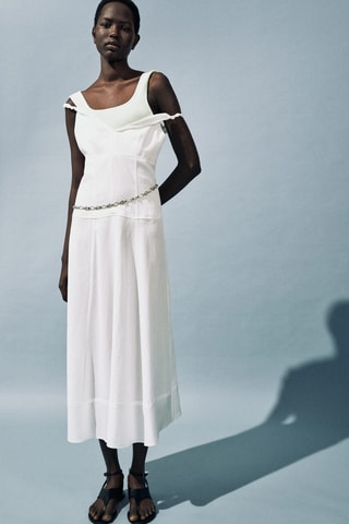 Robe longue col V - Blanc