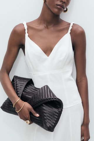 Robe longue col V - Blanc