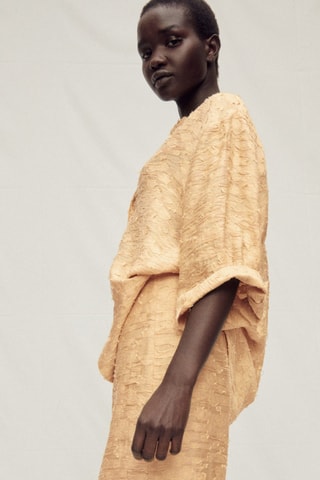 Chemise oversize texturée - Ocre