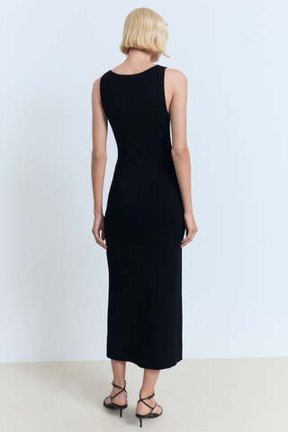 Robe en maille décolleté nœud - Noir