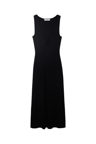 Robe en maille décolleté nœud - Noir