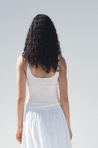 Top coton décolleté en V - Écru