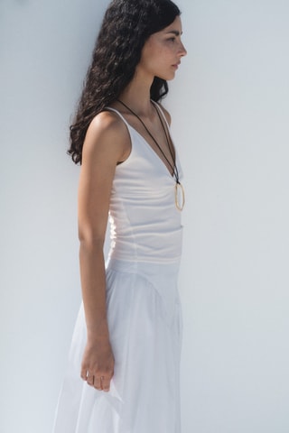 Top coton décolleté en V - Écru