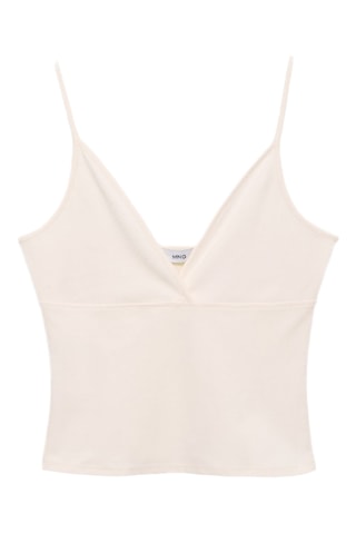 Top coton décolleté en V - Écru