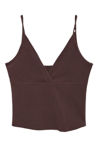 Top coton décolleté en V - Chocolat