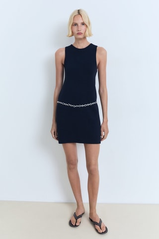 Robe bretelles maille - Bleu Marine