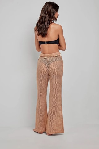 Pantaloni a vita alta Beach - Cammello