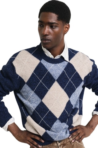 Jersey regular fit de lana - Azul marino