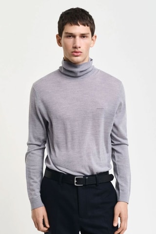 Jersey regular fit de lana merino - Gris