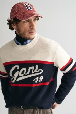 Jersey de lana de cordero - Azul marino y blanco