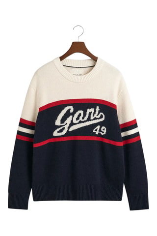 Jersey de lana de cordero - Azul marino y blanco
