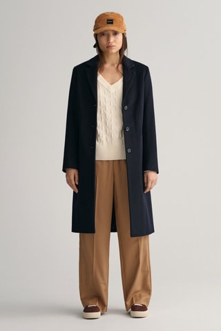 Pantalón wide leg de lana - Camel