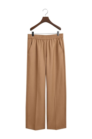 Pantalón wide leg de lana - Camel