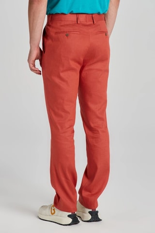 Pantalón slim fit de lino - Rojizo