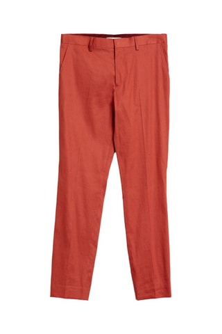 Pantalón slim fit de lino - Rojizo