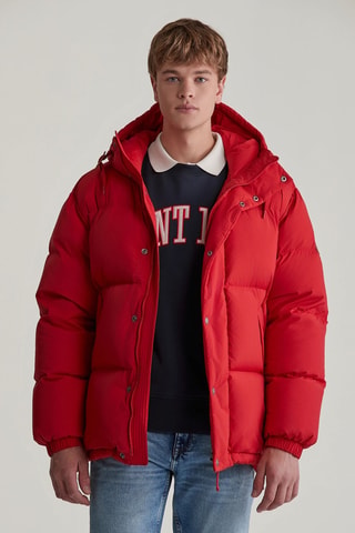 Anorak relaxed con capucha - Rojo