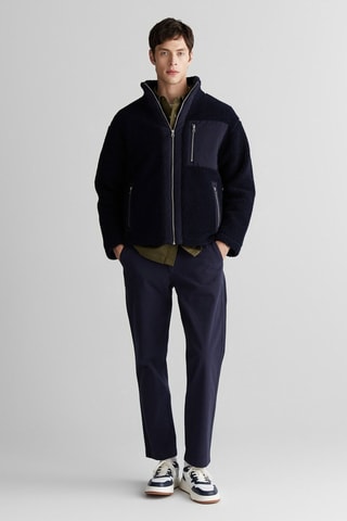 Chaqueta relaxed de lana - Azul marino