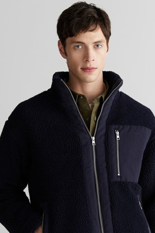 Chaqueta relaxed de lana - Azul marino