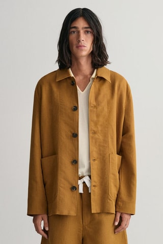 Chaqueta relaxed de lino - Camel