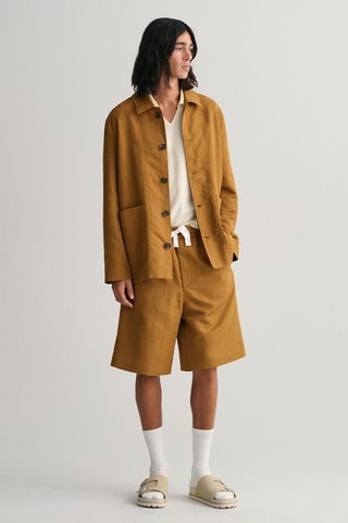 Chaqueta relaxed de lino - Camel