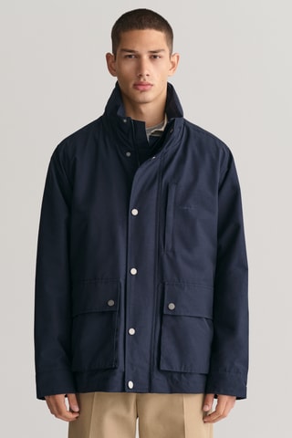 Chaqueta regular fit con capucha - Azul marino