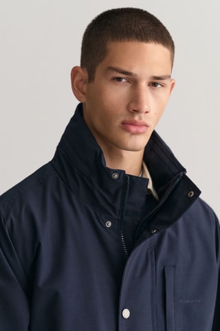 Chaqueta regular fit con capucha - Azul marino