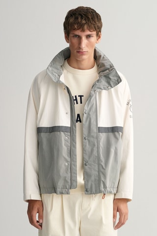 Chaqueta oversize con capucha - Gris y blanco