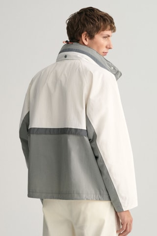 Chaqueta oversize con capucha - Gris y blanco