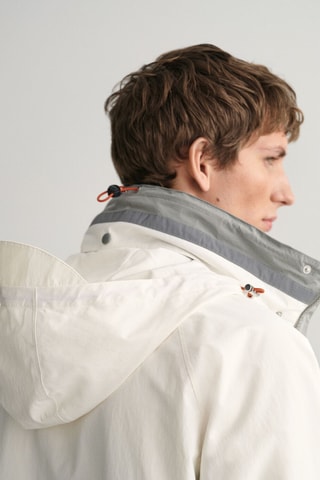 Chaqueta oversize con capucha - Gris y blanco