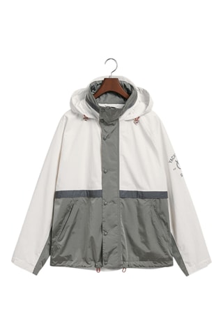 Chaqueta oversize con capucha - Gris y blanco