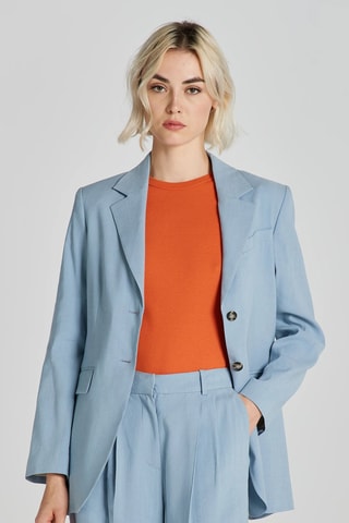 Chaqueta de traje regular fit de lino - Azul claro