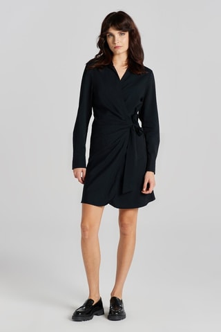 Vestido cruzado slim fit - Negro