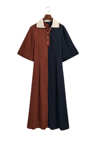 Vestido midi - Marrón y azul marino