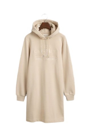 Vestido sudadera con capucha - Beige
