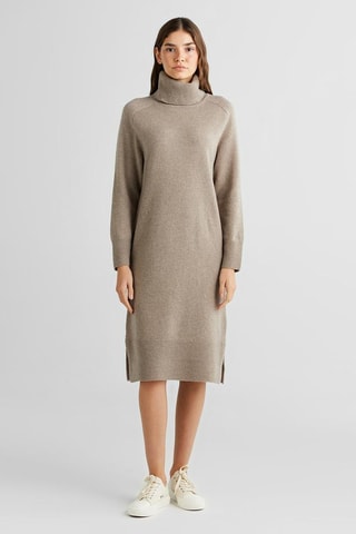 Vestido jersey de lana y cachemir - Topo jaspeado