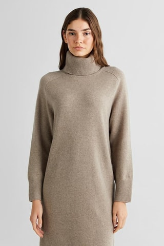 Vestido jersey de lana y cachemir - Topo jaspeado