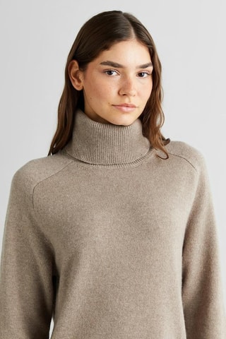 Vestido jersey de lana y cachemir - Topo jaspeado